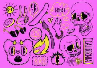 Old style cartoon sticker sheet 