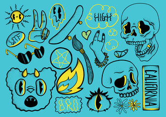 Old style cartoon sticker sheet 