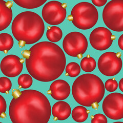 Red Christmas balls seamless pattern