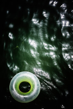 Overhead View Of Inner Tube Floating In Russian River