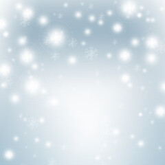 snowflakes and stars descending on background