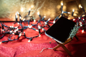 Digital Christmas - mobile phone in the manger instead of Jesus - social problem