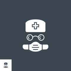 Doctor related vector glyph icon. Isolated on black background. Vector illustration.