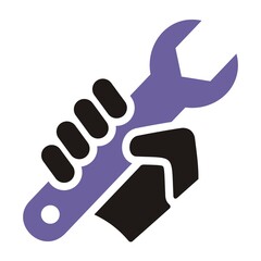 installation, hand with wrench, vector icon