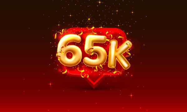 Thank you followers peoples, 65k online social group, happy banner celebrate, Vector