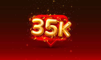Thank you followers peoples, 35k online social group, happy banner celebrate, Vector