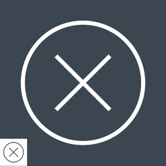 Cross Mark Thin Line Vector Icon. Flat icon isolated on the black background. Editable EPS file. Vector illustration.