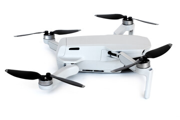 Gray mini quadcopter on a white background