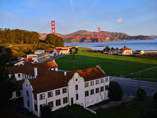 Chrissy Field and the Golden Gate Bridge, morning in San Francisco. © Cavan