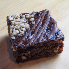 .square chocolate cake slice