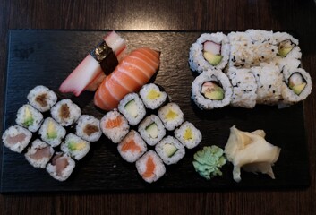 sushi and rolls