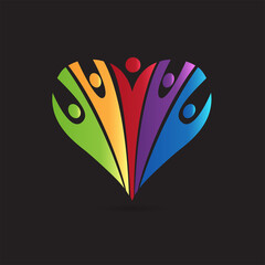 Logo love heart team optimistic charity people