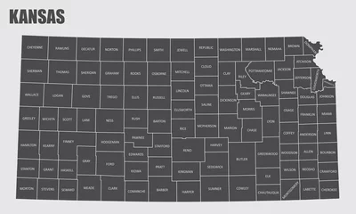 Fotobehang Kansas County Map © luisrftc