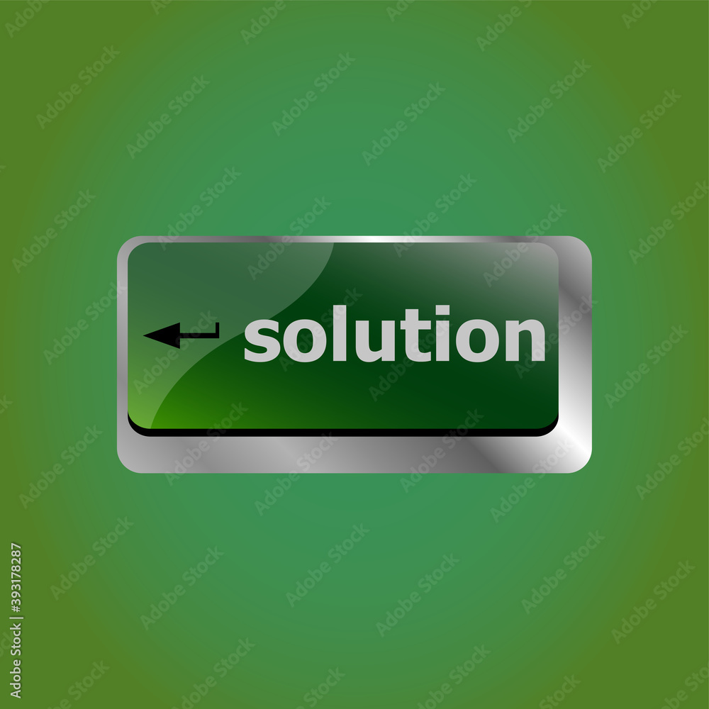 Poster keyboard with solution buton. computer keyboard