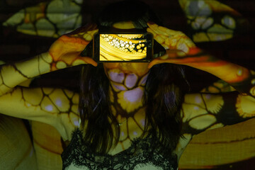 woman with virtual reality glasses