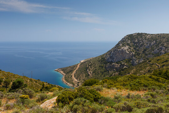 Landscape around Boulos bay on Fourni island, Greece.