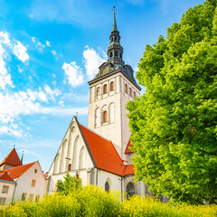 Obraz premium Tallinn old town and St Nicholas Church, Estonia