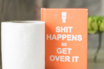 Toilet Paper is an Object of Solve of Many Problems. Close-up White Roll of Toilet Paper is Inside with Optimistic Mood Decor During Pandemic. 