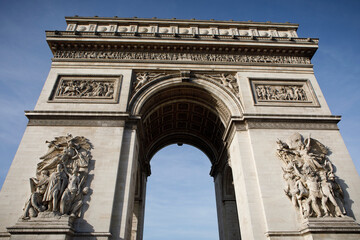 The Arc du Triomphe on the Champs Elysées in Paris, France