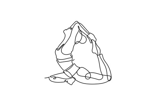 continuous line drawing of Woman doing yoga exercise