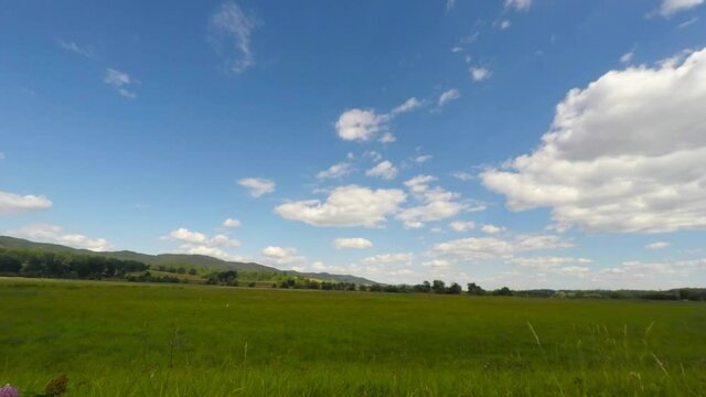 Summer time lapse on pasture, rural summer scene footage