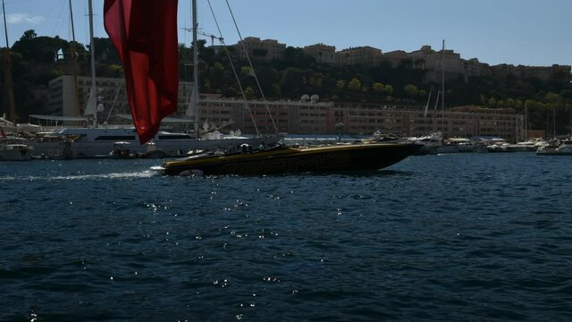 Time lapse of yachts ariving and leaving in the port of Monaco
