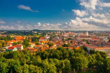 Naklejka premium Aerial view on Vilnius, the capital of Lithuania.