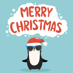 Merry Christmas with penguin cartoon.To see the other vector cute penguin illustrations , please check Christmas collection.