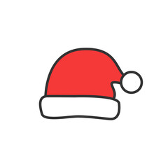 Set of Santa Claus hats. Festive clothing for New Year and Christmas. Vector illustration
