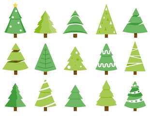 Vector Christmas tree set with green colors.To see the other vector Christmas tree illustrations , please check Christmas collection.