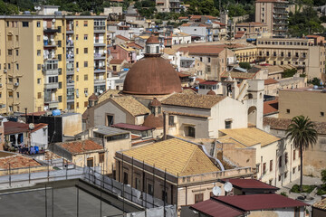 Aerial view of Monreale city. Monreale - town and commune in the Metropolitan City of Palermo. Sicily, Italy, Europe.