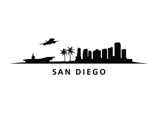 San Diego City Skyline Landscape Vector Graphic