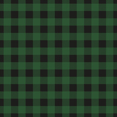 Lumberjack plaid seamless pattern. Vector illustration. Dark green color. Textile template. - 393187811