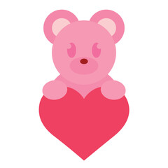 Isolated romantic care bear pink love icon- Vector
