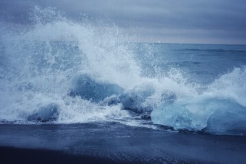 Diamond Beach, a Black sand and ice rocks beach, Jokulsarlon, Iceland