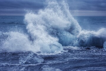 Diamond Beach, a Black sand and ice rocks beach, Jokulsarlon, Iceland