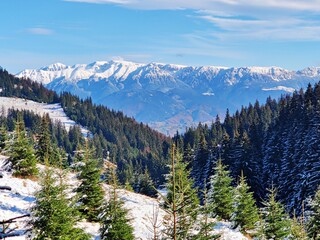 Snow covered mountains - winter landscape in the mountains