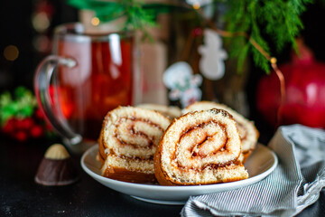 christmas roll biscuit pastry home sweet baked cake dessert festive table new year serving
healthy meal snack gift tasty top view copy space food background rustic