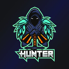 Hunter Esports Logo. Warrior Logo. Esport Team Logo. Streamer Gaming Logo. Gaming Creator House Illustrator. Streamer Emblem. Hunter Illustrator. Gaming Mascot. Game Content Symbol.