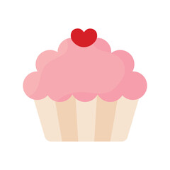 Isolated romantic cupcake red love icon- Vector