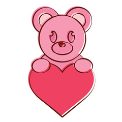 Fototapeta na wymiar Isolated romantic care bear pink love icon- Vector