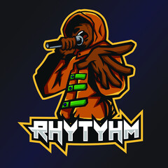 Rhythym Esports Logo. Hip Hop Logo. Esport Team Logo. Streamer Gaming Logo. Gaming Creator House Illustrator. Streamer Emblem. Rap Illustrator. Gaming Mascot. Game Content Symbol.