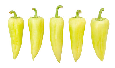 long yellow pepper path isolated on white