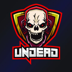 Undead Esports Logo. Skull Logo. Esport Team Logo. Streamer Gaming Logo. Gaming Creator House Illustrator. Streamer Emblem. Skeleton Illustrator. Gaming Mascot. Game Content Symbol.