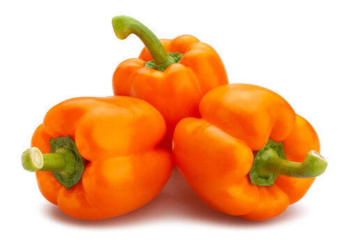 orange bell pepper path isolated on white