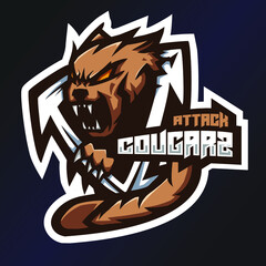 Attack Cougarz Esports Logo. Cougarz Logo. Esport Team Logo. Streamer Gaming Logo. Gaming Creator House Illustrator. Streamer Emblem. Animal Illustrator. Gaming Mascot. Game Content Symbol.