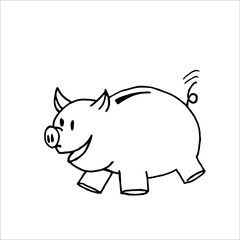 Pig piggy bank smiling. Vector drawing