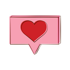 Isolated romantic heart message red love icon- Vector