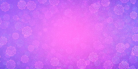 magenta pink cute winter banner with frame and place for text, with snowflakes around the edges.