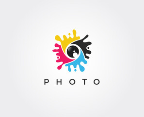 minimal photo logo template - vector illustration